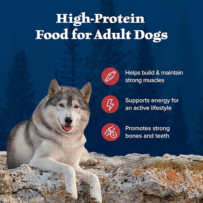 Blue Buffalo Wilderness Rocky Mountain Recipe High-Protein Adult Dry Dog Food, Made in the USA with Natural Ingredients Plus Wholesome Grains, Red Meat, 28-lb. Bag - PAWPICO