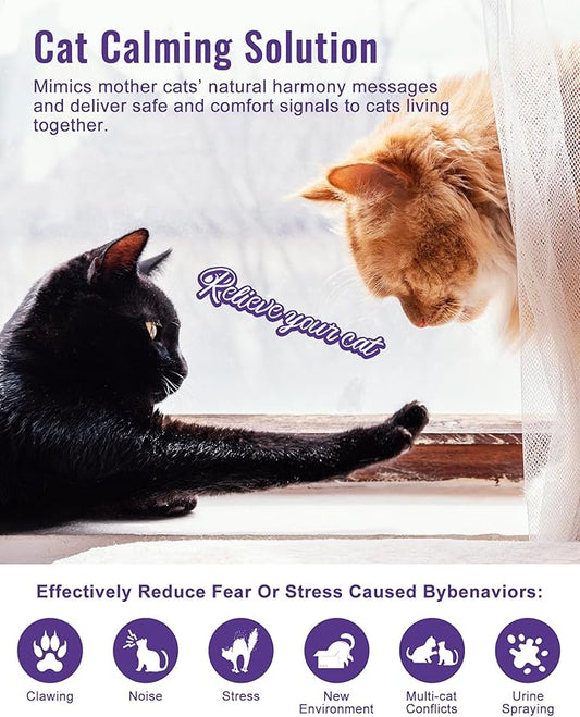 lesotc Cat Pheromones Calming Diffuser Effectively Relieve Anxiety Stress Cat Calming Diffuser Multicat Pheromones Diffuser Refill Reduce Fighting Spraying and Scratching Calm Relaxing Fits All Cats lesotcbrand