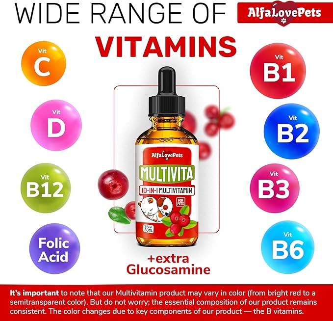 ะกat Vitamins for Indoor Cats in Drops โ Liquid Multivitamin for Dogs โ Dog Multivitamin Liquid Supplement โ Cat Multivitamin โ Multivitamin for Dogs โ Vitamin C for Cats โ 2 oz AlfaLovePets