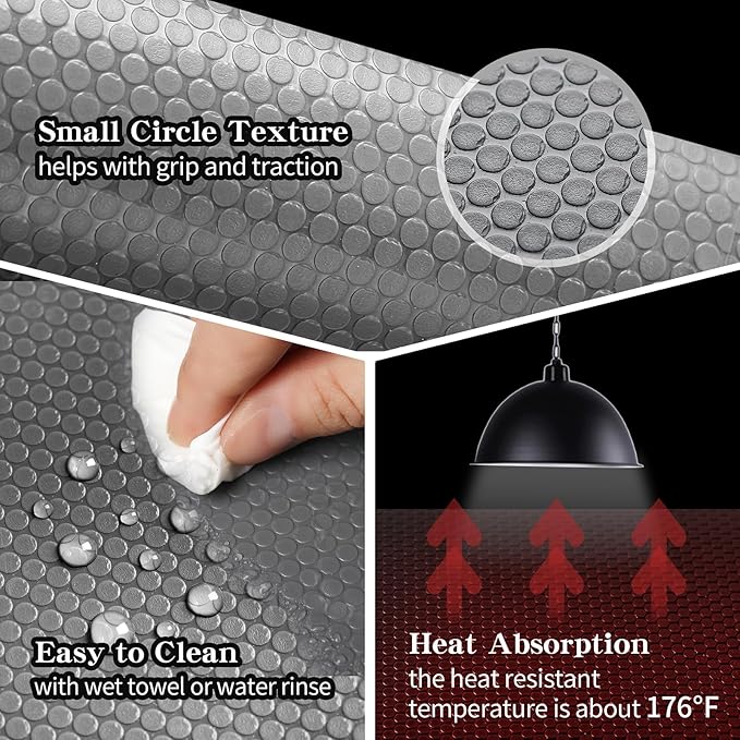 Bearded Dragon Tank Accessories, Reptile Mat, Reptile Terrarium Substrate Liner for Leopard Gecko, Lizard, Snake, Tortoise, Iguana Non-Adhesive Reptile Flooring (18"x72" Grey) zunzingy