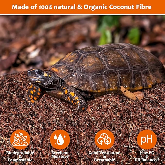 Riare 2 Pack Natural Coconut Fiber Substrate for Reptile- Premium Compressed Coconut Husk Terrarium Bedding for Reptile, Tortoise, Frogs, Snakes Hermit Crabs, Burrowing Animals Riare