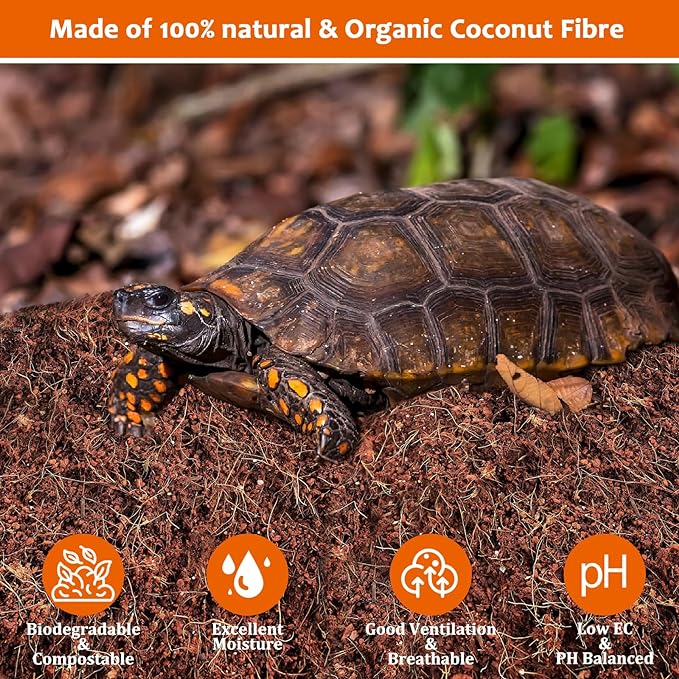 Riare 2 Pack Natural Coconut Fiber Substrate for Reptile- Premium Compressed Coconut Husk Terrarium Bedding for Reptile, Tortoise, Frogs, Snakes Hermit Crabs, Burrowing Animals Riare