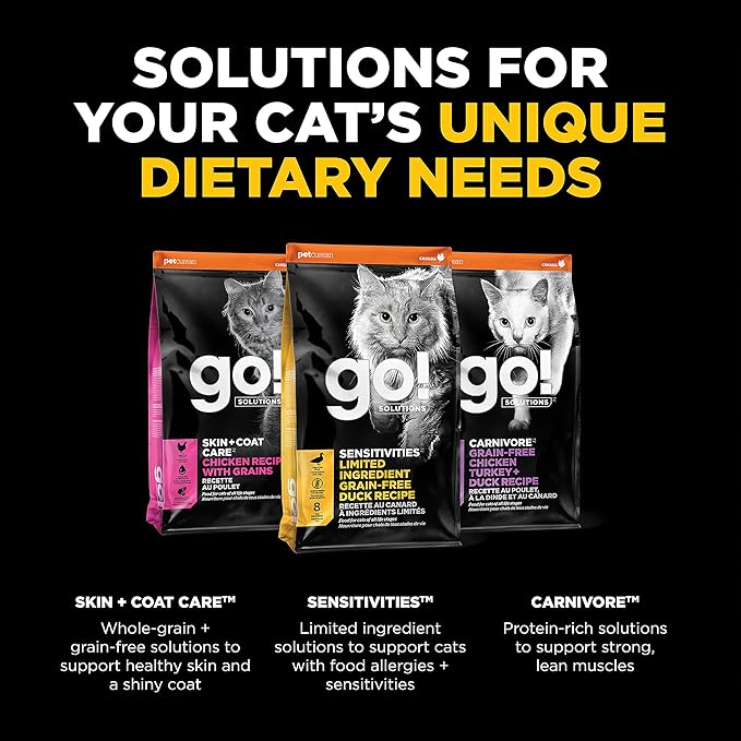 Go! Solutions Sensitivities Limited Ingredient, Grain-Free Dry Cat Food, Duck Recipe for Sensitive Stomach, 16 lb Bag - PAWPICO