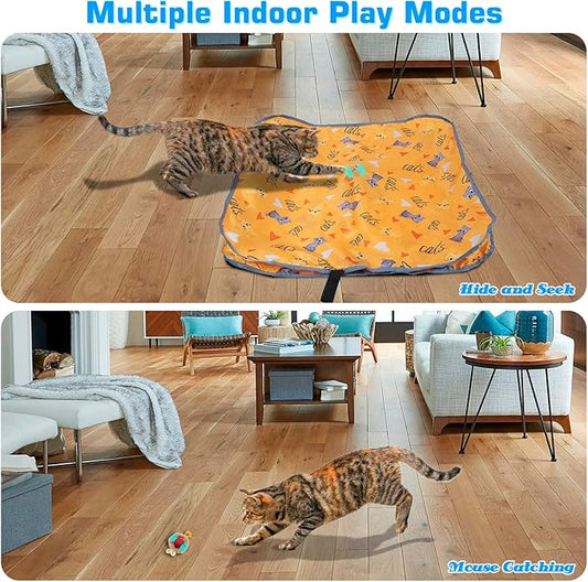 ZNZ Interactive Cat Toys for Indoor Cats, Motion Activate Cat Toy with Mat, Rechargeable Cat Hunting Toy, Hide and Seek Cat Toy for Kitten & Adult Cat - PAWPICO