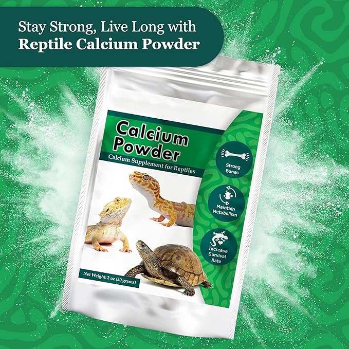 CoCoo Reptile Calcium Powder, Ideal for Leopard Geckos, Chameleons, Iguanas, Turtles, Chicken & Dog, Avoid Vitamin D3 Overdose in Bearded Dragons, Lizards Love It, Energy-rich Additional Feed, 2 oz. Meric