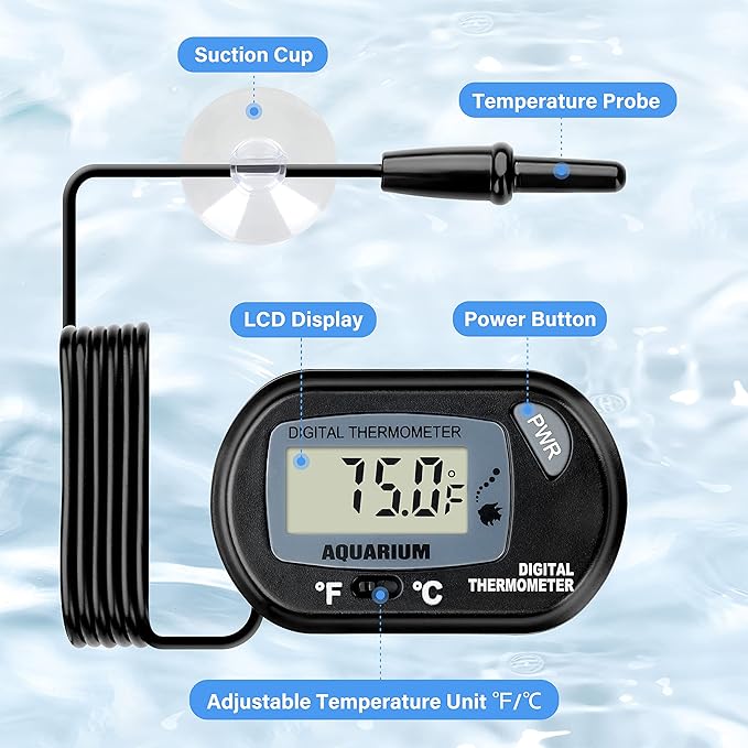 iPower 4 by 7-Inch Reptile Heat Mat with Temperature Adjustable Controller Knob, LCD Digital Aquarium Thermometer, Under Tank Warmer Terrarium Heat Pad for Reptiles and Amphibians iPower