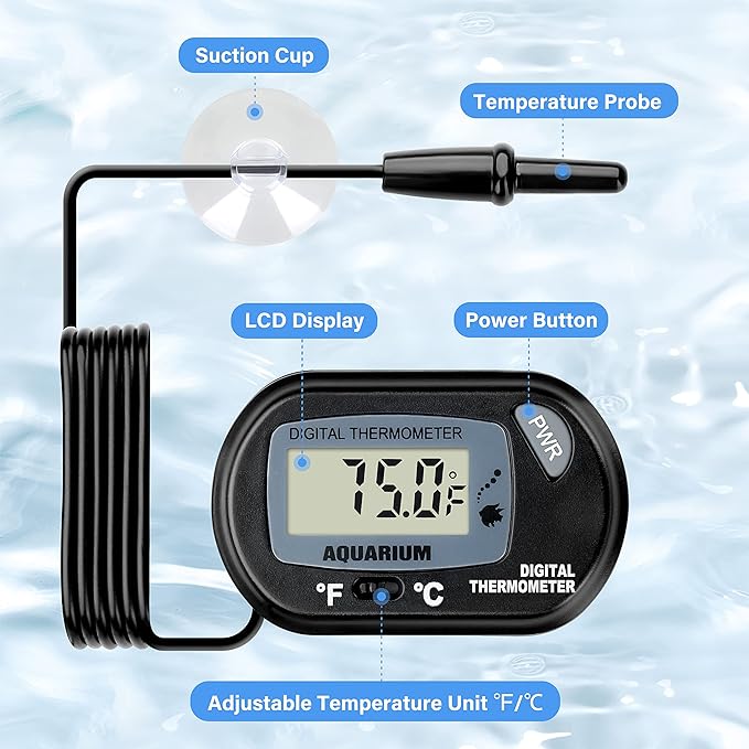 iPower 6 by 8-Inch Reptile Heat Mat with Temperature Adjustable Controller Knob, LCD Digital Aquarium Thermometer, Under Tank Warmer Terrarium Heat Pad for Reptiles and Amphibians iPower