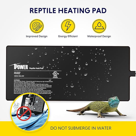 iPower 8 by 18-Inch 24W Reptile Heat Mat, LCD Digital Aquarium Thermometer, Under Tank Warmer Terrarium Heat Pad for Turtles Lizards Frogs and Other Small Animals, Multi Sizes iPower