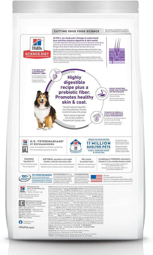 Hill's Science Diet Sensitive Stomach & Skin, Adult 1-6, Stomach & Skin Sensitivity Support, Dry Dog Food, Chicken Recipe, 36 lb Bag - PAWPICO