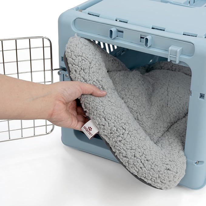 SportPet Designs Foldable Travel Cat Carrier - Front Door Plastic Collapsible Carrier Collection, Waterproof Bed - PAWPICO