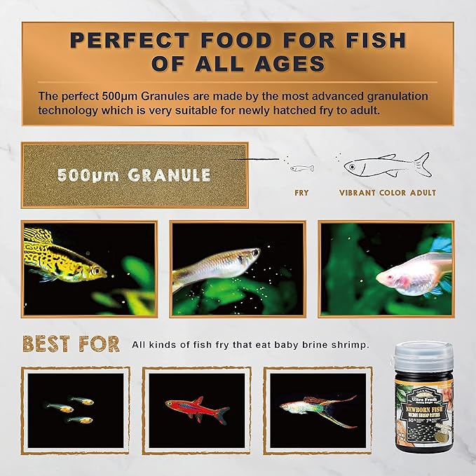 Ultra Fresh Baby Fish Food with 50% Sword Prawn Shrimp, Slow Sinking, Substitute for Brine Shrimp - For Fry Health and Cleaner Water UltraFresh-ShrimpDelight