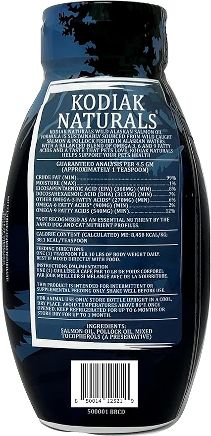 32 oz Wild Alaskan Salmon Oil Formula - Balanced Blend of Pure Fish Oils, with EPA and DHA from Wild-Caught Fish, Support for Skin & Coat, Immune & Heart Health, and Joints KODIAKNATURALSSALMONOIL