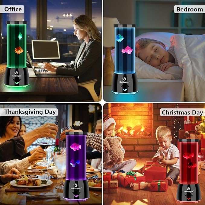 Jellyfish Lamp with 12 Color Changing and Remote Control,Jellyfish Aquarium Tank Night Light for Home Office Decor Gifts Mood Night Light Gift with USB for Kids Women Teens Adult(Fish) fishkeeper