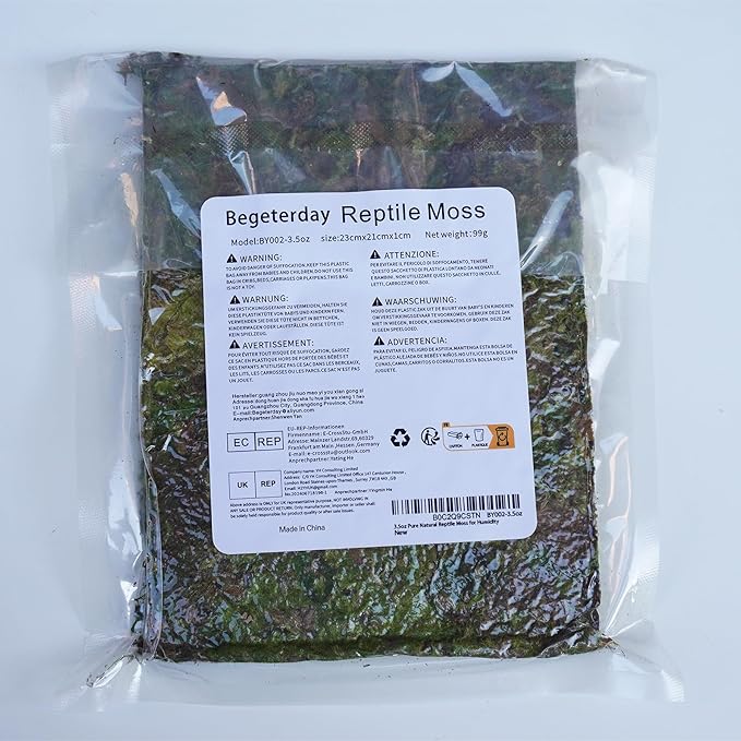 3.5oz Pure Natural Reptile Moss for Humidity, Great for Snakes, Turtle and Other Reptiles, Good for Terrariums for Reptiles & Amphibians Begeterday