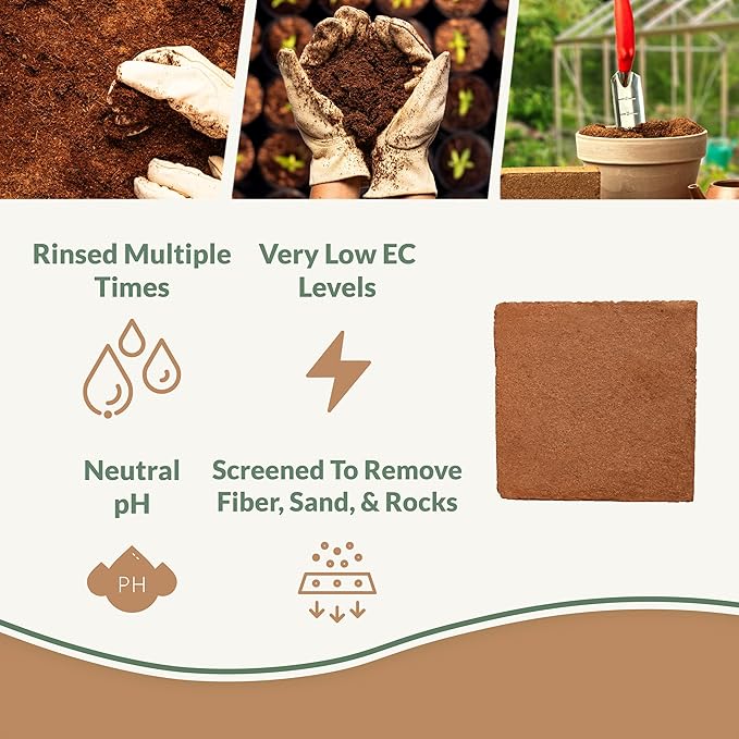 Buffered Coco Bliss (40lbs) - 100% Buffered Coco Coir - Organic Coco Coir for Plants, Garden Soil, & Potting Mixes - Coconut Fiber Substrate Mixes with Potting Soil for Indoor Plants & Outdoor Plants Plantonix