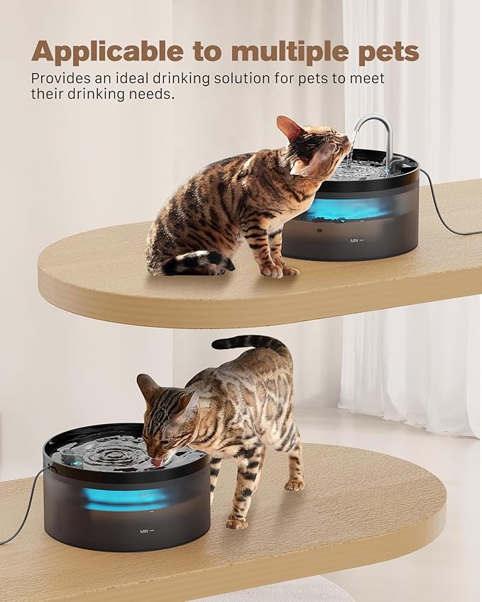 Cat Water Fountain: 108oz/3.2L Cat Fountain Super Silent Pet Water Fountain - Water Fountains for Cats Indoor - Faucet Cat Fountain - Quiet Water Pump - Suitable for Cats and Dogs - BEMOONY - PAWPICO