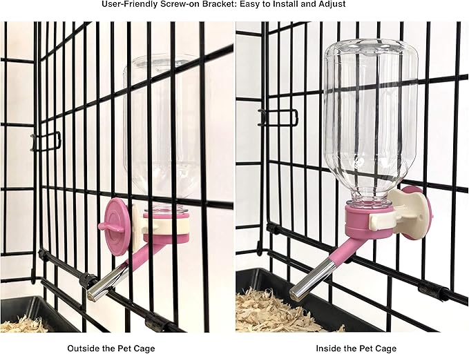 Choco Nose Patented No-Drip Water Bottle/Feeder for Guinea Pigs/Hamsters/Bunnies/Ferrets/Other Small Pets, Critters and Animals -for Cages, Crates or Wall Mount. 10.2 oz. Nozzle 10mm, Pink (C128) ChocoNosePetSupplyWeLovePetsLikeYouDo