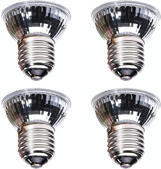 CALPALMY 4-Pack 50W UVA+UVB Bulbs | Heat and Light for Reptiles and Amphibian Tanks, Terrariums and Cages | Works with Various Lamp Fixtures CalPalmy