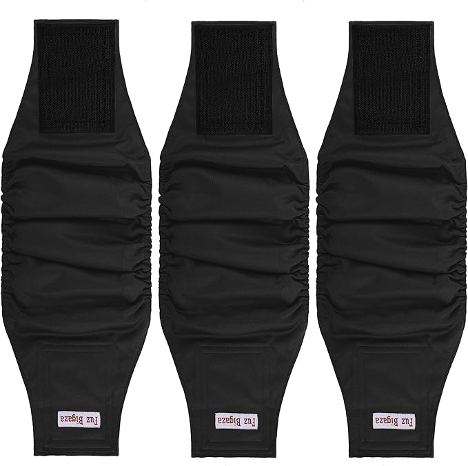 Male Dogs Diapers Belly Bands(3Pack), Washable Reusable Male Boy Doggy Wraps Panties for Doggie Puppy Pooping Potty Training Incontinence Marking Pañal para Perro Black Small - PAWPICO
