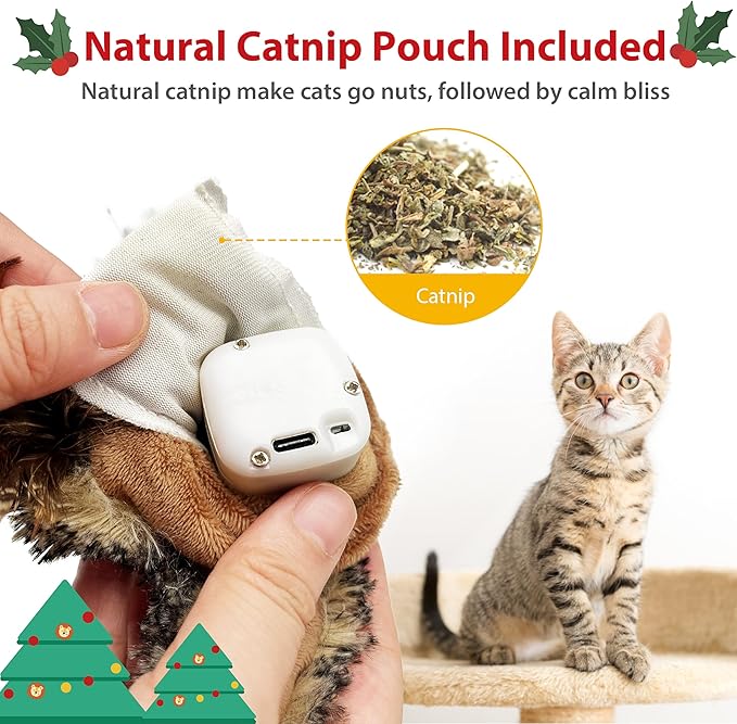 Gigwi Interactive Cat Toys for Indoor Cats, Rechargeable Motion Activated Cat Toy, Automatic Flapping and Chirping Cat Toy with Catnip, Beating Wings Hanging Cat Toy - PAWPICO