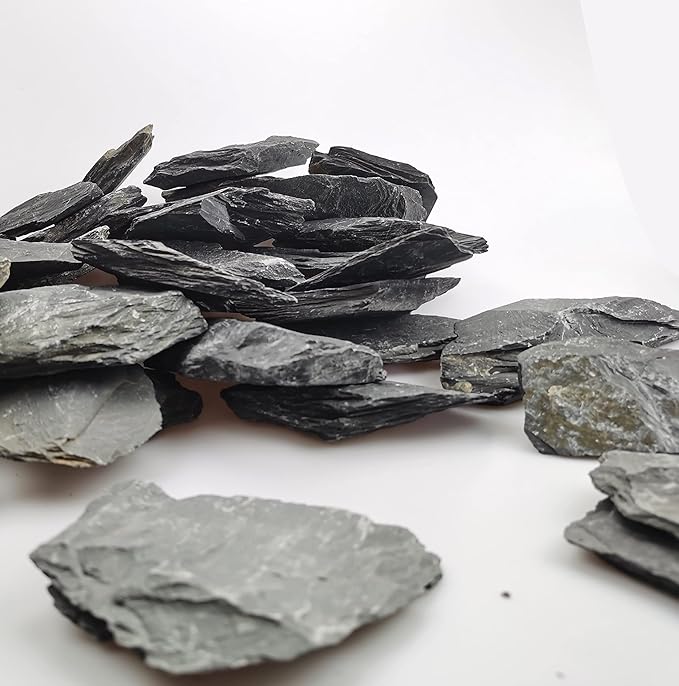 Voulosimi Natural Slate Rocks PH Neutral Stone Perfect Rocks for Aquariums, Landscaping Model,Tank Decoration,Amphibian Enclosures (7.5 LB, 5-7 inch) Voulosimi