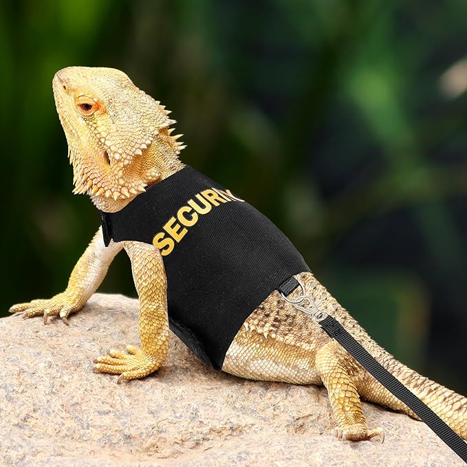 Bearded Dragon Harness and Leash Set - Escape Proof Adjustable Lizard Reptiles Harness with 5 ft Short Leash for Walking Outdoor tukoaw