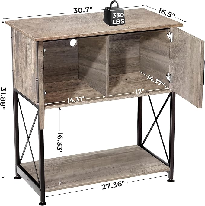 20-29 Gallon Aquarium Stand Metal Frame Fish Tank Stand with Cabinet Storage, for 20 Gallon Long Aquarium,30.7" L*16.5" W Tabletop,330LBS Capacity Grey PG01YGZ Herture
