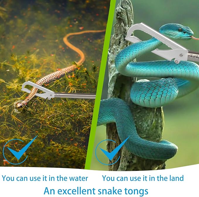 Snake Grabber Tool, 69Inch Snake Tongs Grabber with Long Handle Professional Catch Rattlesnake Wide Jaw Handling Tool Stainless Steel Tupe Non-Slip Sponge Handle Snake Feeding Tongs Frebuta