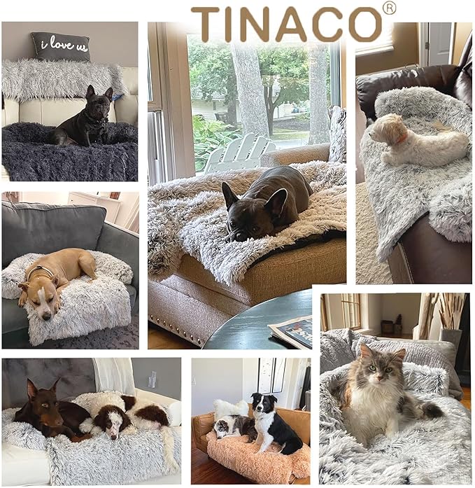 Dogs/Cats Bed Mats, Couch Cover for Dogs, Sofa Style Luxurious Mat for Pets, Waterproof Lining and Nonskid Bottom Perfect on Dog Crate, Cat Cage or in The Car. (Desert Brown, L) - PAWPICO