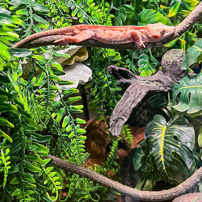 HERCOCCI 4 Pack Reptile Plants, Terrarium Hanging Plants Vines Artificial Leaves Habitat Decorations with Suction Cup for Bearded Dragon Hermit Crab Lizard Snake Geckos Chameleon HERCOCCI