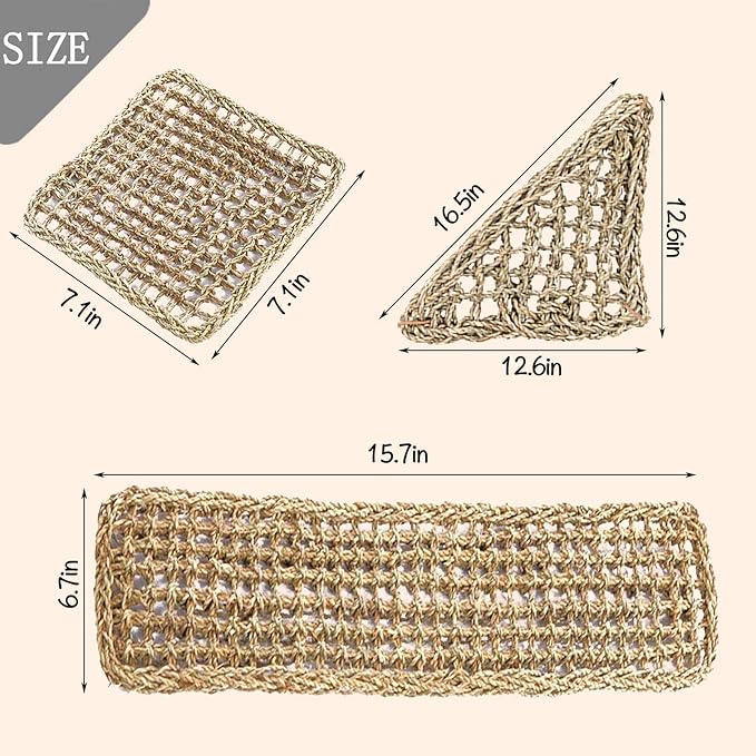 PINVNBY Bearded Dragon Hammock Lizard Natural Seagrass Habitat Reptile Tank Accessories Jungle Climber Vines Flexible Leaves Decor for Climbing Reptiles Lizards Chameleon Gecko Snakes PINVNBY