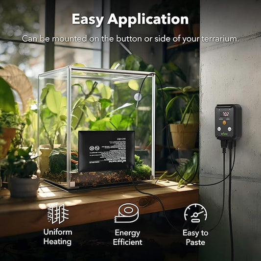 BN-LINK Durable Reptile Heating Pad 6" X 8" with Digital Thermostat Under Tank Heater Terrarium Warmer Combo Set for Turtles, Lizards, Frogs, and Other Reptiles BN-LINK