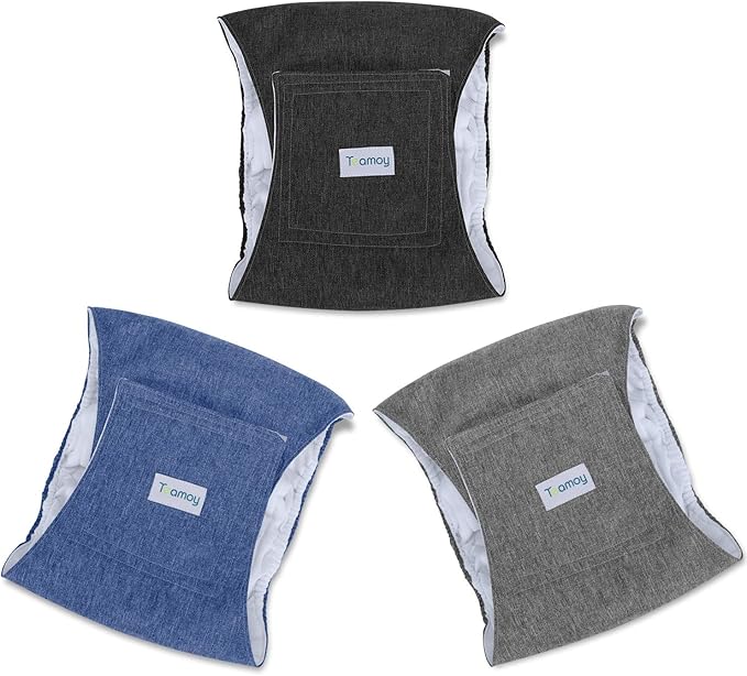 Teamoy 3pcs Reusable Wrap Diapers for Male Dogs, Washable Puppy Belly Band (L2, 20"-24" Waist, Black+ Gray+ Blue) - PAWPICO