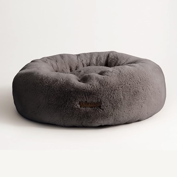 UnHide Floof Pet Bed - XL (40"x14") - Extra Soft Dog Bed - Removable Faux Fur Cover - Machine Washable - Helps Ease Pet Anxiety & Provides The Perfect Sleep, Charcoal Charlie - PAWPICO