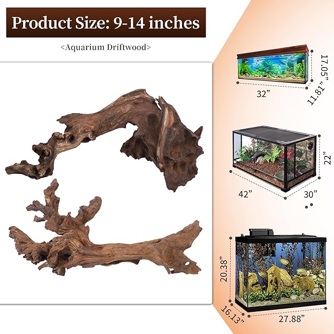 majoywoo Natural Large Coral Driftwood for Aquarium Decor Reptile Decor, Assorted Driftwood Branch 9-14" 2 Pcs, Fish Tank Decoration… Majoywoo