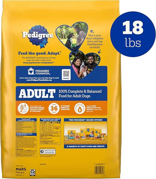 Pedigree Complete Nutrition Adult Dry Dog Food, Roasted Chicken & Vegetable Flavor,18 lb. Bag - PAWPICO