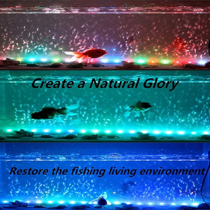 15 inches LED Aquarium Light, 2.5W Fish Tank Light Underwater Light Submersible Crystal Glass Lights, 21 LED Beads 12 Colors 19 Modes Brightness Adjustable Memory Function IP68 Waterproof COVOART
