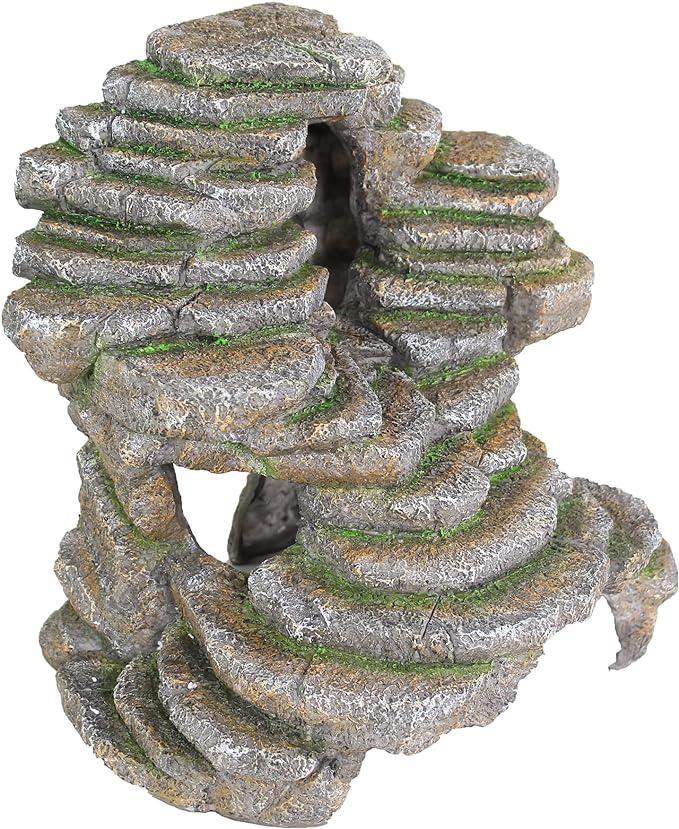 Penn-Plax Reptology Shale Scape Step Ledge & Cave Hideout – Decorative Resin for Aquariums & Terrariums – Great for Reptiles, Amphibians, and Fish – Extra Large Penn-Plax