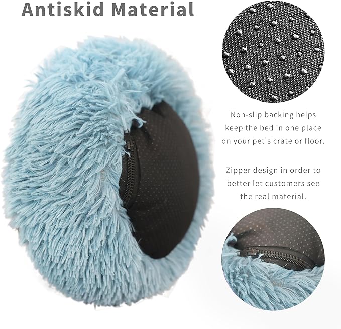 Chinchilla Bed Blue for Cage Fluffy Round Beds for Small Animals Washable Anti Slip - PAWPICO