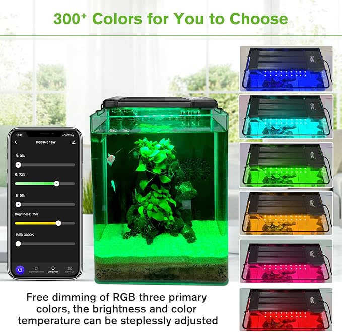 hygger 35W Smart Aquarium Light, Bluetooth LED Light with App Control, Full Spectrum Fish Tank Light with 24/7 Lighting Cycle, 5 Modes, Adjustable Timer, for 24"-30" Freshwater Planted Tank hygger