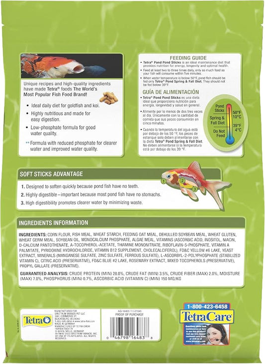 TetraPond Pond Sticks, Pond Fish Food, for Goldfish and Koi, 1.72 Pounds Tetra