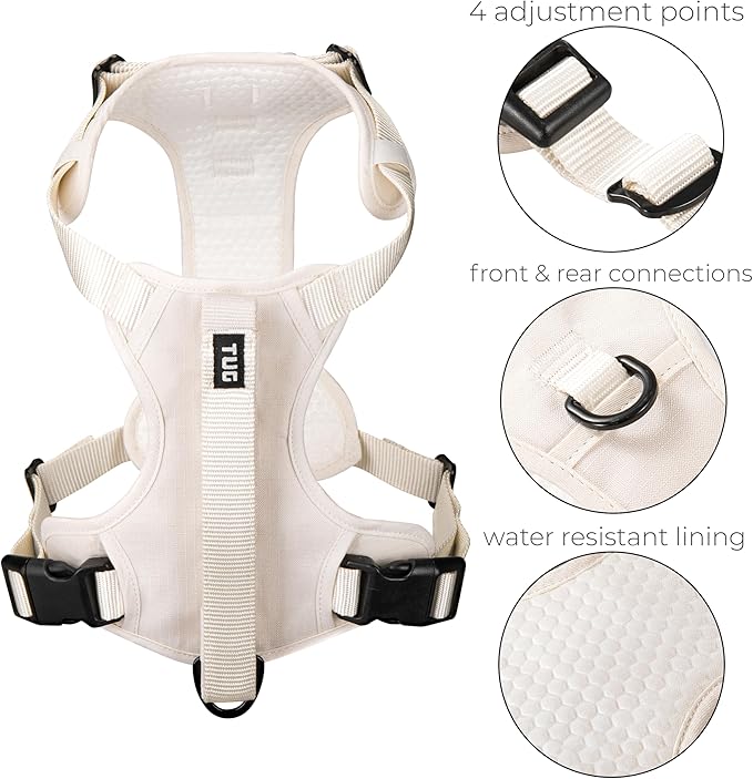 TUG Grab Dog Harness | Integrated Traffic Leash Magnetically Attached for Quick Control (XL/Cream) TUG