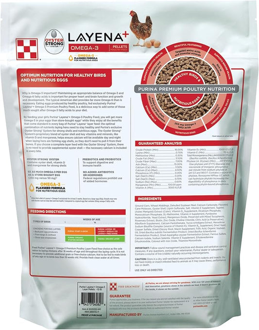 Purina Layena+ | Nutritionally Complete Layer Hen Feed | Omega 3 Formula - 10 Pound (10 lb) Bag PurinaAnimalNutrition