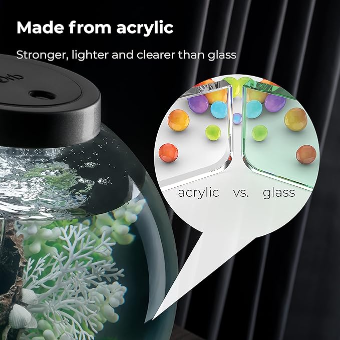 biOrb Classic 30 Acrylic 8-Gallon Aquarium with Multi-Color Remote-Controlled LED Lights Modern Tank for Tabletop Display, Silver biOrb