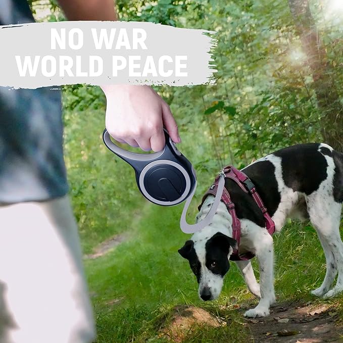 10 FT Retractable Dog Leash with No Tangle for Dog up to 33lbs, One-Handed Brake, with Non-Slip Handle, Strong Nylon Tape for Small and Medium Dogs LIEVUIKEN