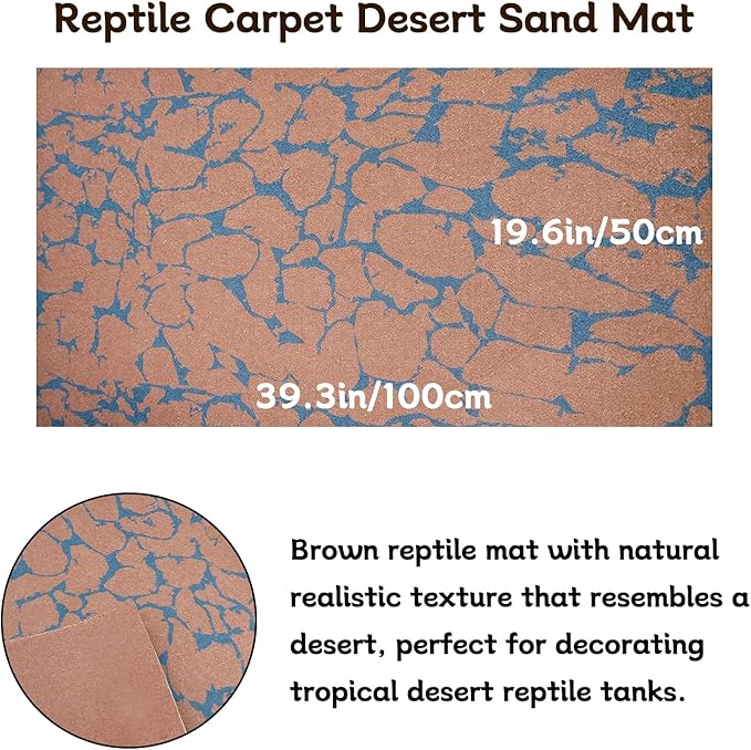 BNOSDM Reptile Carpet Pet Desert Mat Terrarium Liner Bedding Mats Reversible Substrate for Lizard Gecko Tortoise Snake Chameleon Bearded Dragon 39.3x19.6IN BNOSDM