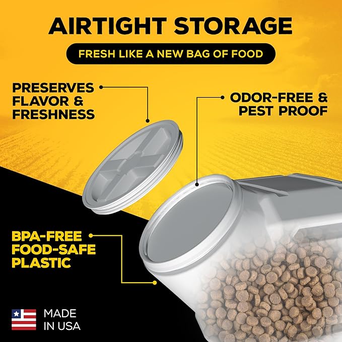 Gamma2 Vittles Vault Airtight Dog Food Storage Container - Fits up to 80 Pounds of Dry Pet Food - Perfect for Large Breeds and Livestock - BPA-Free Plastic - Made in the USA - 14" L x 28" H - PAWPICO