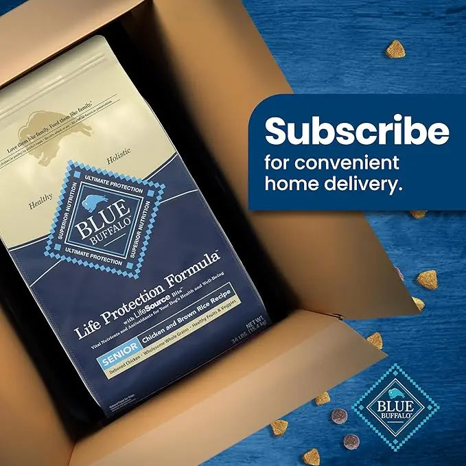 Blue Buffalo Life Protection Formula Senior Dry Dog Food, Supports Joint Health and Mobility, Made with Natural Ingredients, Chicken & Brown Rice Recipe, 34-lb. Bag - PAWPICO