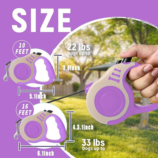Retractable Dog Leash Automatic Telescopic Tractor Dog Tape, Pet Tape 10/16 FT Durable and Convenient, with Non-Slip Handle, Suitable for Small and Medium-Sized Dogs LIEVUIKEN