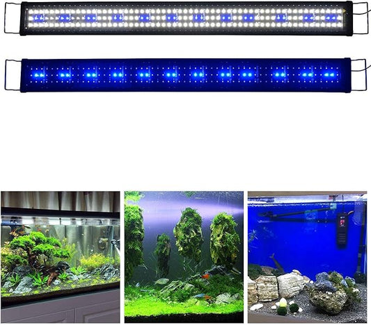 KZKR Aquarium Hood Lighting Fish Tank Light 48-60 inch lamp for Freshwater Saltwater Marine Blue and White Decorations Light 120-150 cm KZKR